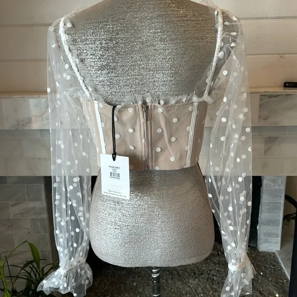 Runaway The Label Chloe White Spot Crop Top Size Medium NWTi - Picture 9 of 15